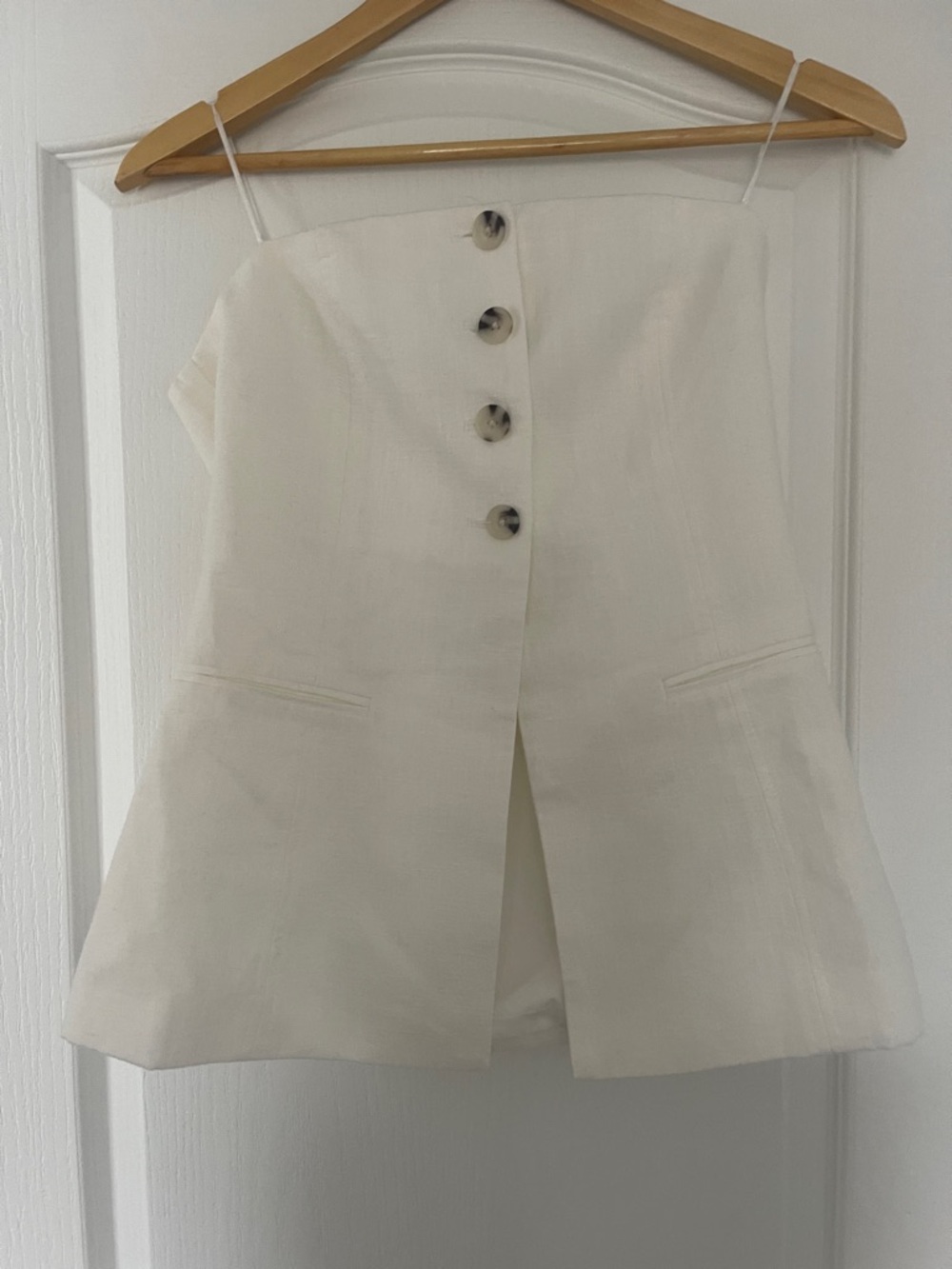 stradivarius Cream Button-Front Strapless Top